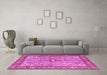 Machine Washable Persian Pink Traditional Rug in a Living Room, wshtr4610pnk