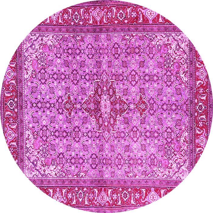 Round Machine Washable Persian Pink Traditional Rug, wshtr4610pnk