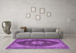 Machine Washable Medallion Purple Traditional Area Rugs in a Living Room, wshtr4611pur