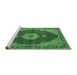 Sideview of Machine Washable Medallion Emerald Green Traditional Area Rugs, wshtr4611emgrn