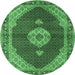 Round Medallion Emerald Green Traditional Rug, tr4611emgrn