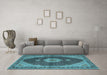 Machine Washable Medallion Light Blue Traditional Rug in a Living Room, wshtr4611lblu