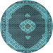 Round Medallion Light Blue Traditional Rug, tr4611lblu