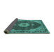 Sideview of Medallion Turquoise Traditional Rug, tr4611turq