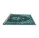 Sideview of Machine Washable Medallion Light Blue Traditional Rug, wshtr4611lblu