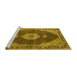 Sideview of Machine Washable Medallion Yellow Traditional Rug, wshtr4611yw