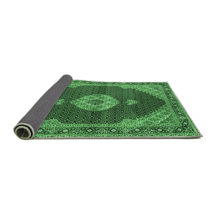 Sideview of Medallion Emerald Green Traditional Rug, tr4611emgrn