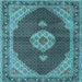 Square Medallion Light Blue Traditional Rug, tr4611lblu