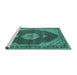 Sideview of Machine Washable Medallion Turquoise Traditional Area Rugs, wshtr4611turq