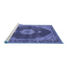 Sideview of Machine Washable Medallion Blue Traditional Rug, wshtr4611blu