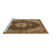 Sideview of Machine Washable Medallion Brown Traditional Rug, wshtr4611brn