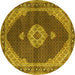 Round Medallion Yellow Traditional Rug, tr4611yw