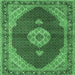 Square Medallion Emerald Green Traditional Rug, tr4611emgrn