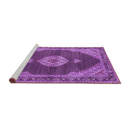 Sideview of Machine Washable Medallion Purple Traditional Area Rugs, wshtr4611pur
