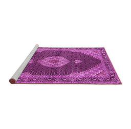 Sideview of Machine Washable Medallion Pink Traditional Rug, wshtr4611pnk