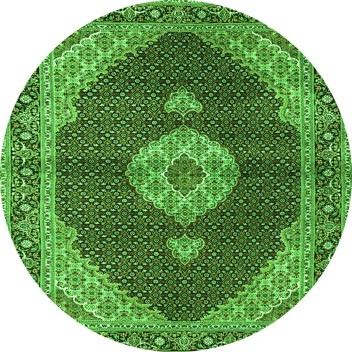 Square Medallion Green Traditional Rug, tr4611grn