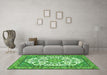 Machine Washable Medallion Green Traditional Area Rugs in a Living Room,, wshtr4612grn