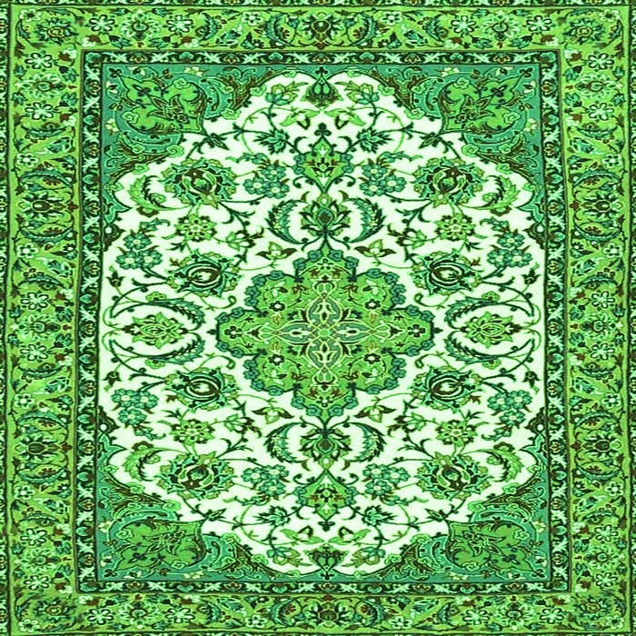 Round Machine Washable Medallion Green Traditional Area Rugs, wshtr4612grn
