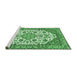 Sideview of Machine Washable Medallion Emerald Green Traditional Area Rugs, wshtr4612emgrn