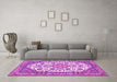 Machine Washable Medallion Pink Traditional Rug in a Living Room, wshtr4612pnk