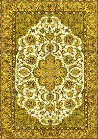 Medallion Yellow Traditional Rug, tr4612yw