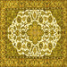 Square Medallion Yellow Traditional Rug, tr4612yw