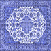 Square Medallion Blue Traditional Rug, tr4612blu