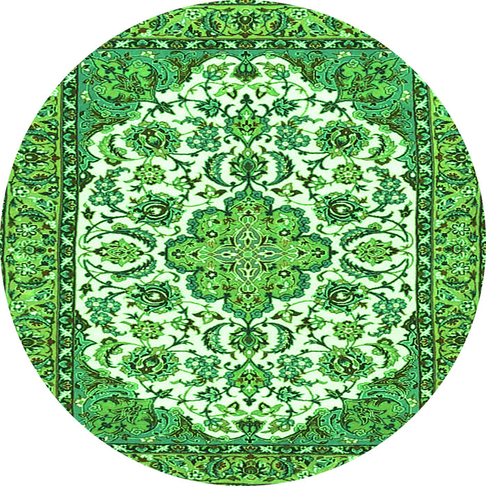 Square Medallion Green Traditional Rug, tr4612grn