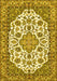 Machine Washable Medallion Yellow Traditional Rug, wshtr4612yw