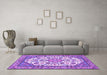 Machine Washable Medallion Purple Traditional Area Rugs in a Living Room, wshtr4612pur