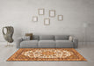 Machine Washable Medallion Orange Traditional Area Rugs in a Living Room, wshtr4612org