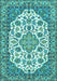 Machine Washable Medallion Turquoise Traditional Area Rugs, wshtr4612turq