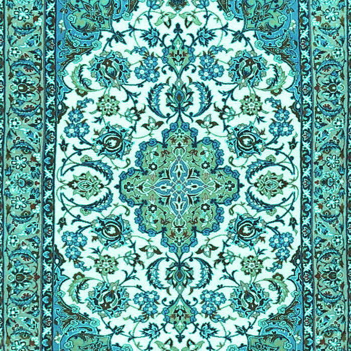 Machine Washable Medallion Turquoise Traditional Area Rugs, wshtr4612turq