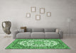 Machine Washable Medallion Emerald Green Traditional Area Rugs in a Living Room,, wshtr4612emgrn