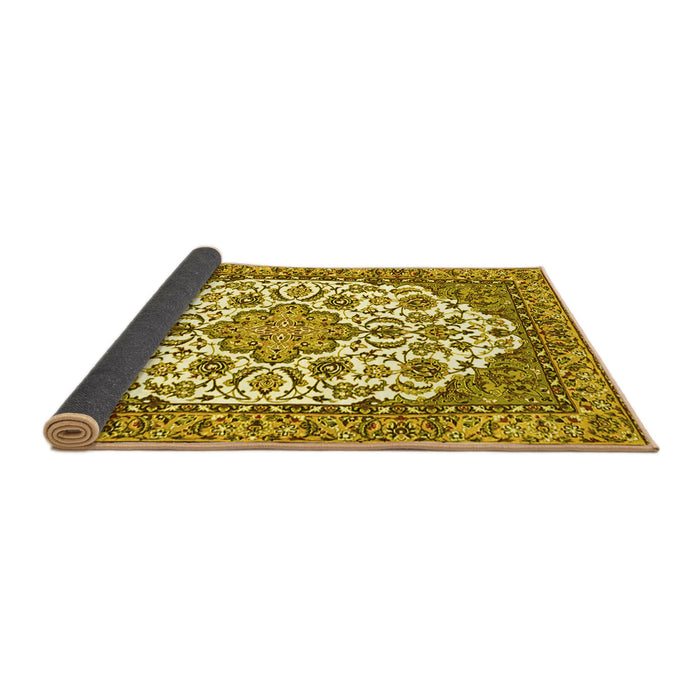 Sideview of Medallion Yellow Traditional Rug, tr4612yw