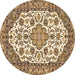 Round Medallion Brown Traditional Rug, tr4612brn