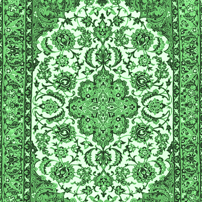 Machine Washable Medallion Emerald Green Traditional Area Rugs, wshtr4612emgrn