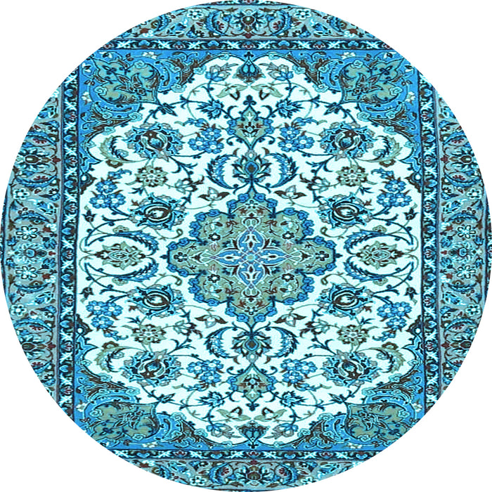 Round Medallion Light Blue Traditional Rug, tr4612lblu