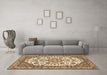 Machine Washable Medallion Brown Traditional Rug in a Living Room,, wshtr4612brn