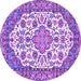 Round Machine Washable Medallion Purple Traditional Area Rugs, wshtr4612pur