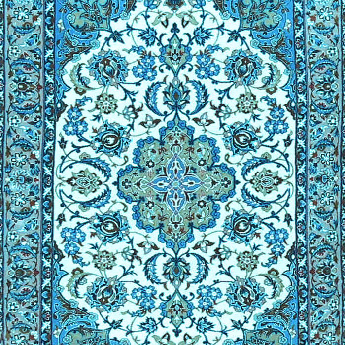 Medallion Light Blue Traditional Rug, tr4612lblu