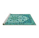 Sideview of Machine Washable Medallion Turquoise Traditional Area Rugs, wshtr4612turq