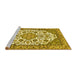 Sideview of Machine Washable Medallion Yellow Traditional Rug, wshtr4612yw