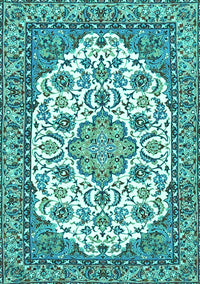 Medallion Turquoise Traditional Rug, tr4612turq