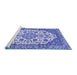 Sideview of Machine Washable Medallion Blue Traditional Rug, wshtr4612blu