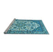 Sideview of Machine Washable Medallion Light Blue Traditional Rug, wshtr4612lblu