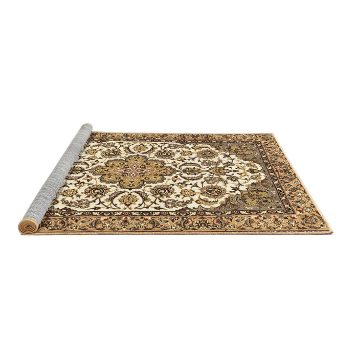 Sideview of Machine Washable Medallion Brown Traditional Rug, wshtr4612brn
