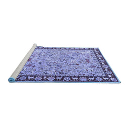 Sideview of Machine Washable Animal Blue Traditional Rug, wshtr4613blu