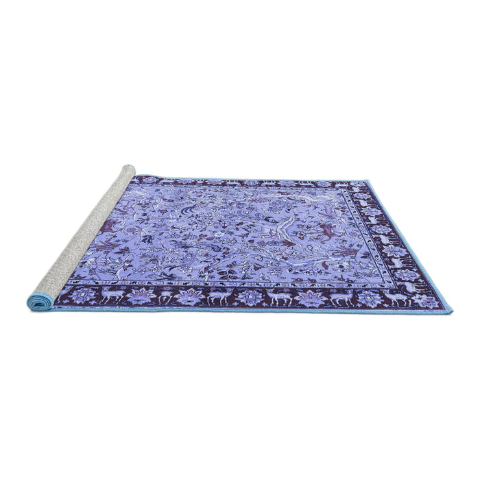 Sideview of Machine Washable Animal Blue Traditional Rug, wshtr4613blu