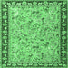 Square Machine Washable Animal Emerald Green Traditional Area Rugs, wshtr4613emgrn